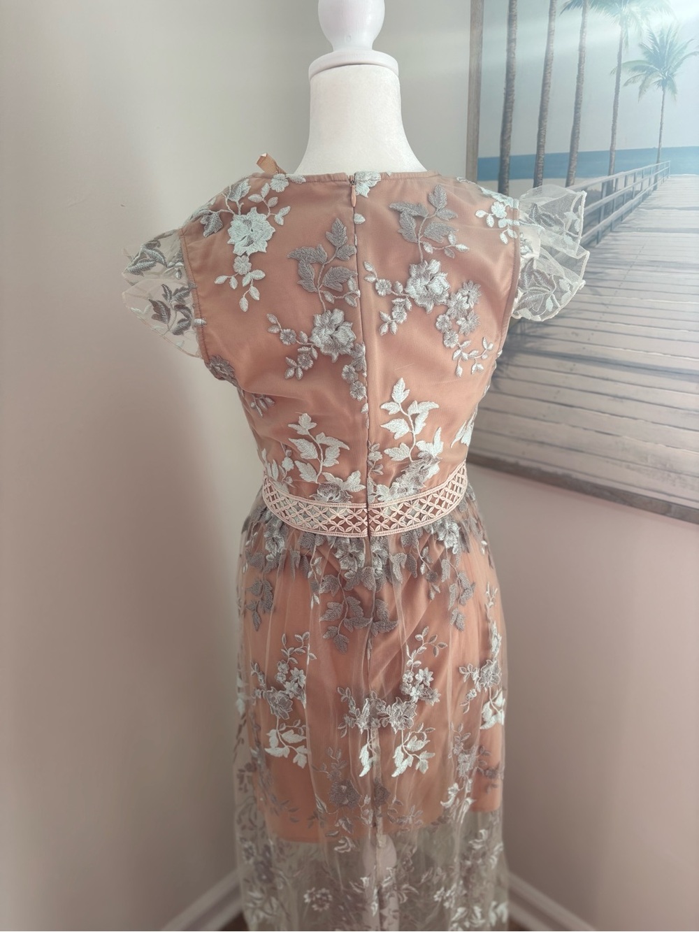 WAYF Oakley Sheer Embroidered V-Neck Maxi Dress - Picture 4 of 7